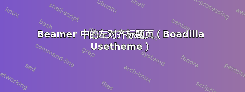 Beamer 中的左对齐标题页（Boadilla Usetheme）