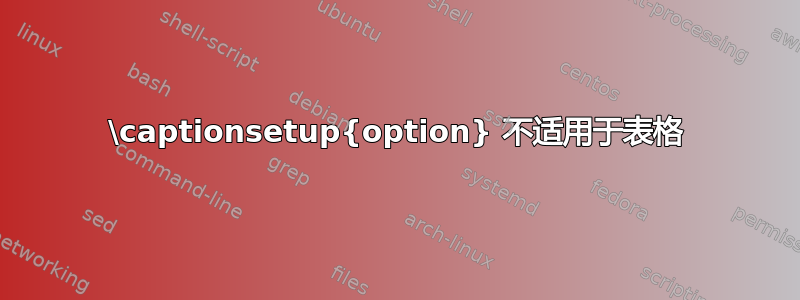 \captionsetup{option} 不适用于表格