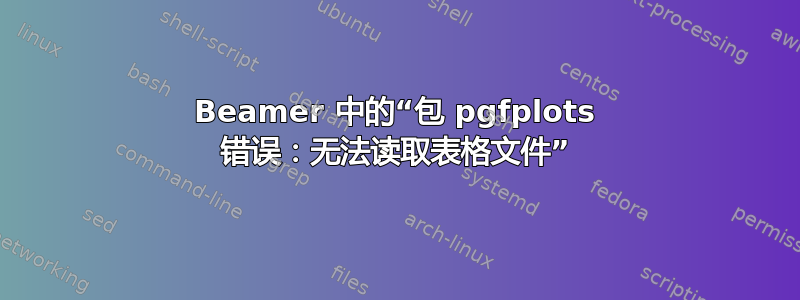 Beamer 中的“包 pgfplots 错误：无法读取表格文件”