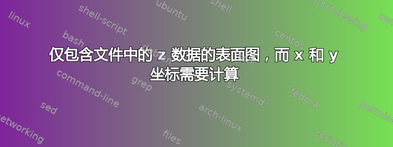 仅包含文件中的 z 数据的表面图，而 x 和 y 坐标需要计算