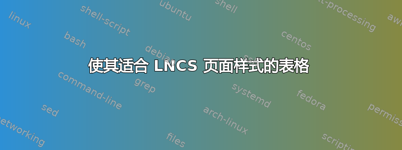 使其适合 LNCS 页面样式的表格