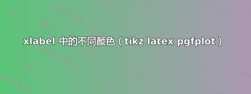 xlabel 中的不同颜色（tikz latex pgfplot）