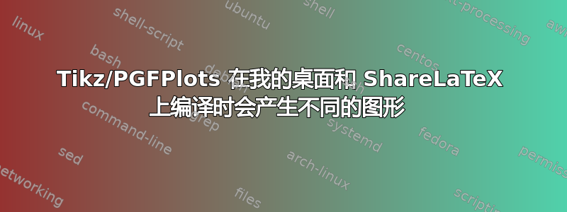 Tikz/PGFPlots 在我的桌面和 ShareLaTeX 上编译时会产生不同的图形 