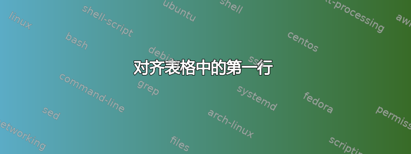 对齐表格中的第一行