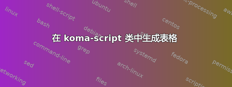 在 koma-script 类中生成表格