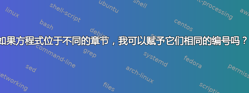 如果方程式位于不同的章节，我可以赋予它们相同的编号吗？