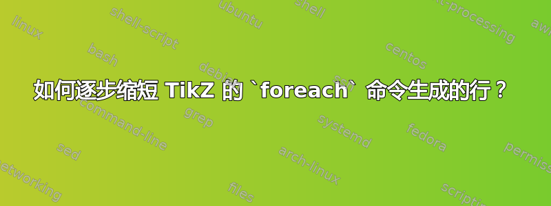 如何逐步缩短 TikZ 的 `foreach` 命令生成的行？