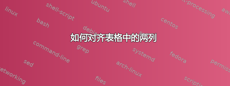 如何对齐表格中的两列