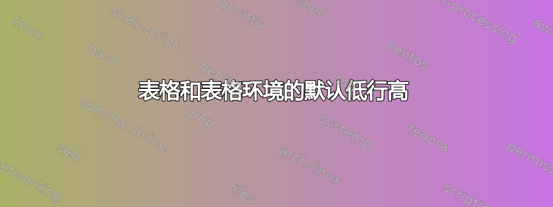 表格和表格环境的默认低行高