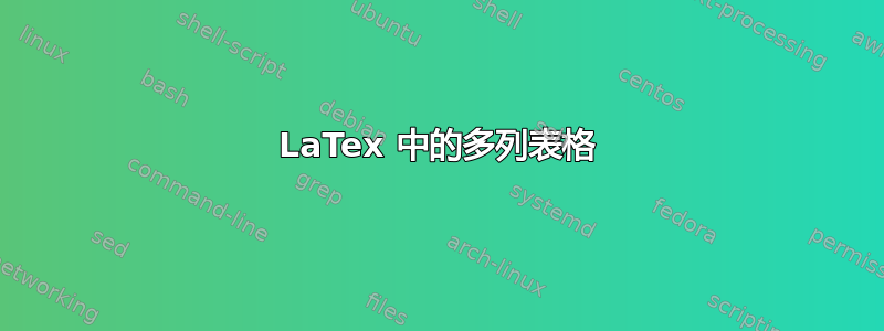 LaTex 中的多列表格