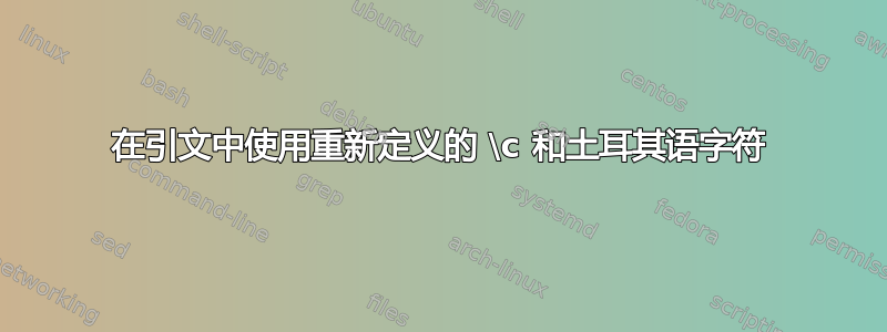 在引文中使用重新定义的 \c 和土耳其语字符