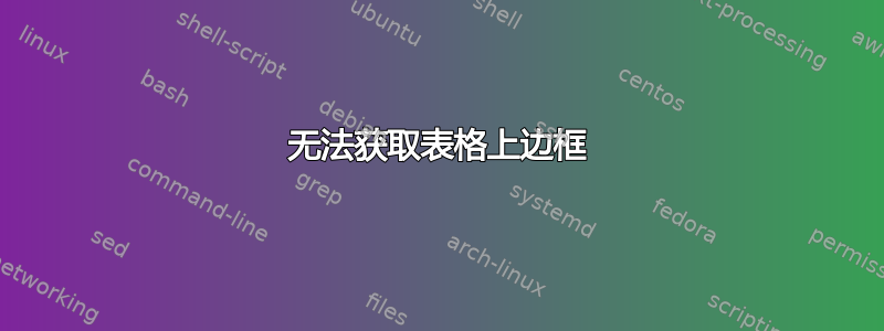 无法获取表格上边框