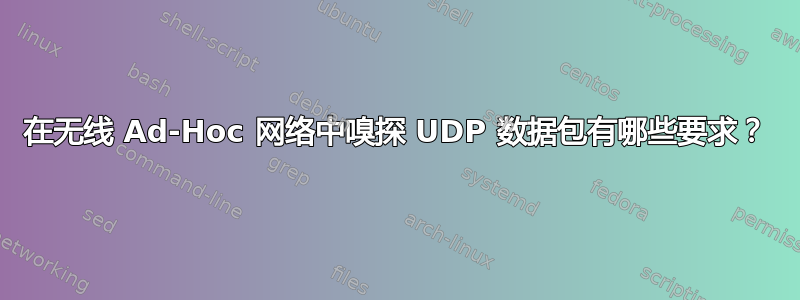 在无线 Ad-Hoc 网络中嗅探 UDP 数据包有哪些要求？