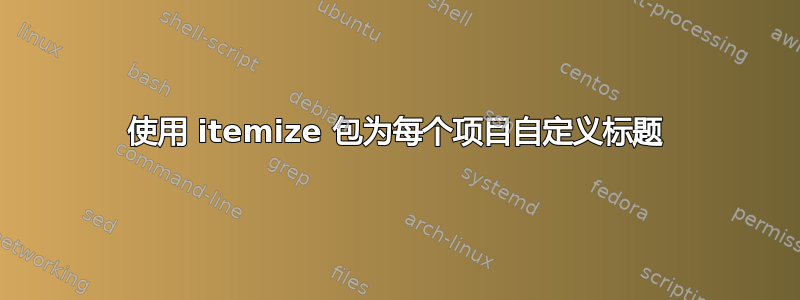 使用 itemize 包为每个项目自定义标题