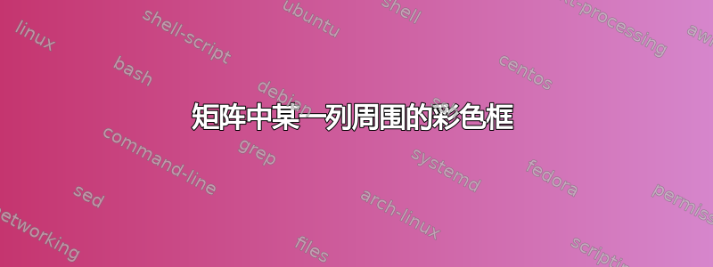 矩阵中某一列周围的彩色框