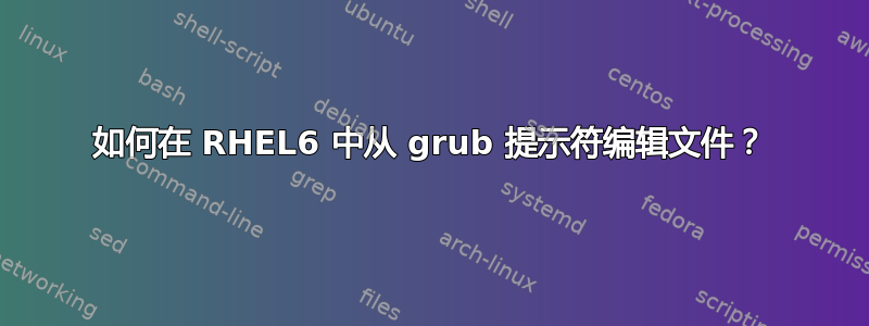 如何在 RHEL6 中从 grub 提示符编辑文件？