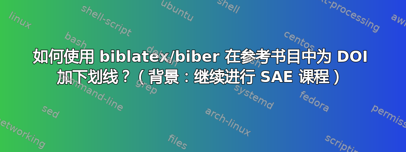 如何使用 biblatex/biber 在参考书目中为 DOI 加下划线？（背景：继续进行 SAE 课程）