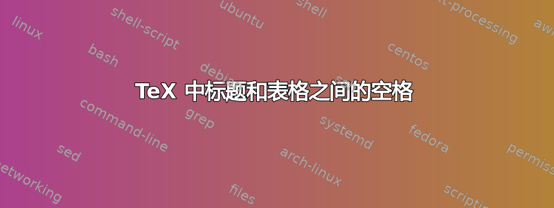 TeX 中标题和表格之间的空格