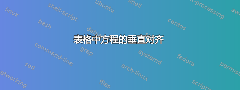 表格中方程的垂直对齐