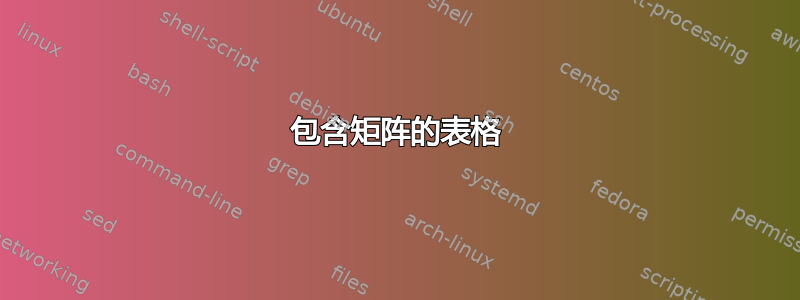 包含矩阵的表格