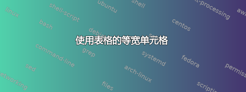 使用表格的等宽单元格