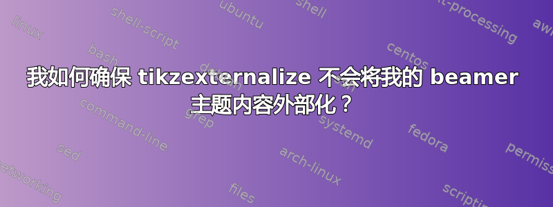 我如何确保 tikzexternalize 不会将我的 beamer 主题内容外部化？