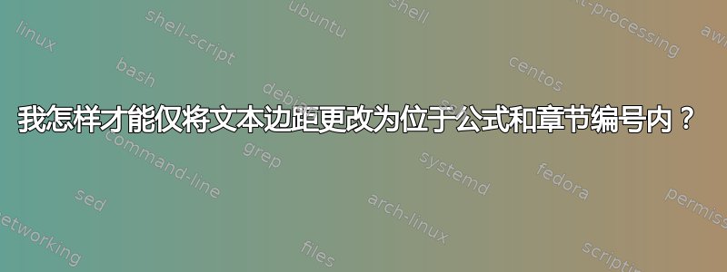 我怎样才能仅将文本边距更改为位于公式和章节编号内？