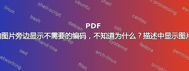 PDF 中插入的图片旁边显示不需要的编码，不知道为什么？描述中显示图片和代码