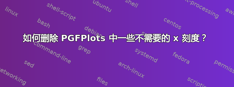 如何删除 PGFPlots 中一些不需要的 x 刻度？