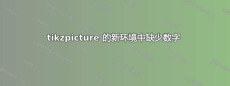 tikzpicture 的新环境中缺少数字