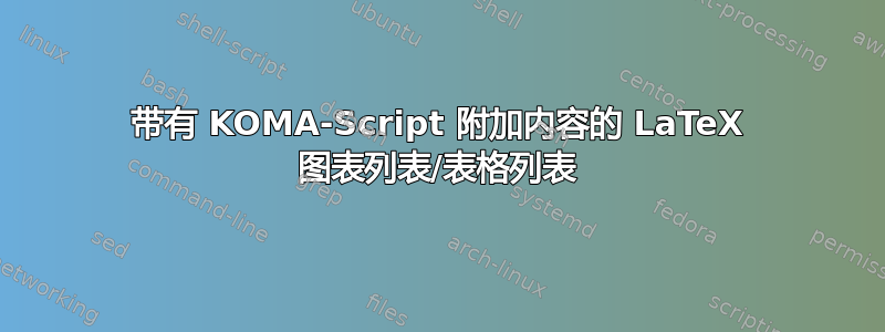 带有 KOMA-Script 附加内容的 LaTeX 图表列表/表格列表