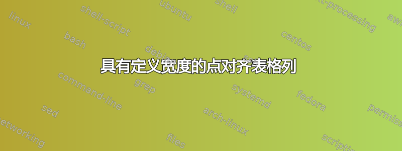 具有定义宽度的点对齐表格列