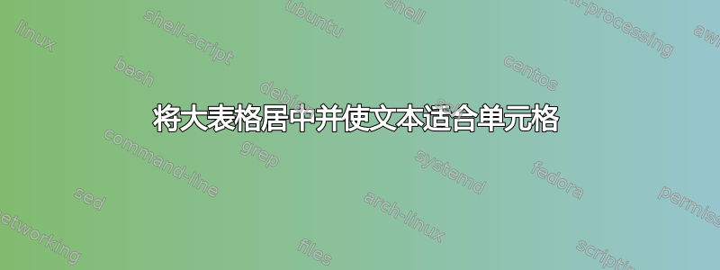 将大表格居中并使文本适合单元格