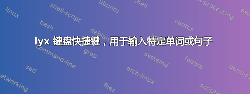 lyx 键盘快捷键，用于输入特定单词或句子