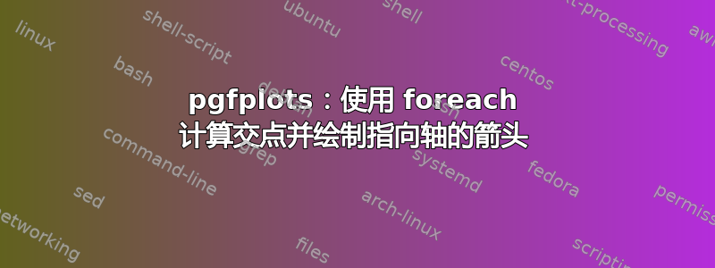 pgfplots：使用 foreach 计算交点并绘制指向轴的箭头