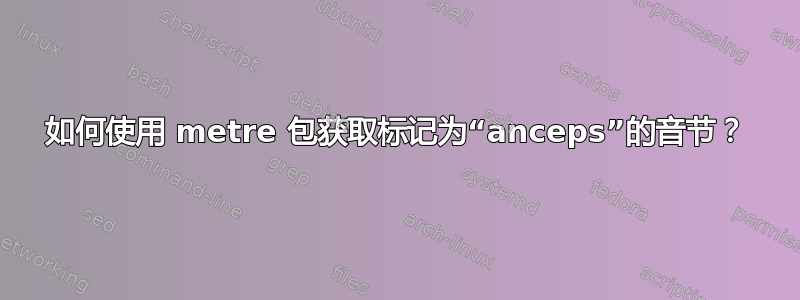 如何使用 metre 包获取标记为“anceps”的音节？