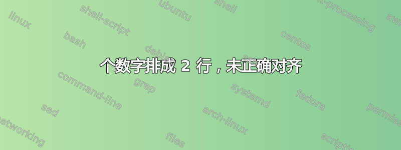 2 个数字排成 2 行，未正确对齐