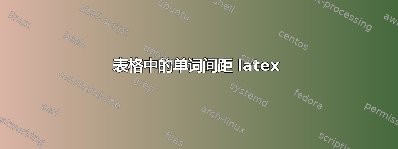 表格中的单词间距 latex