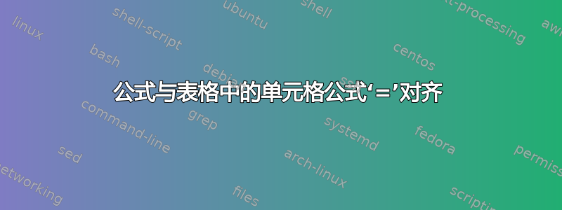 公式与表格中的单元格公式‘=’对齐