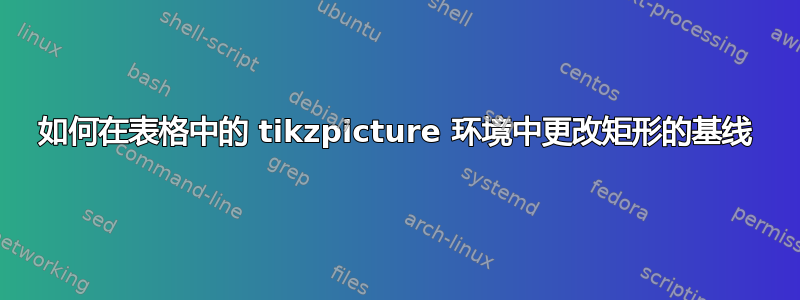 如何在表格中的 tikzpicture 环境中更改矩形的基线