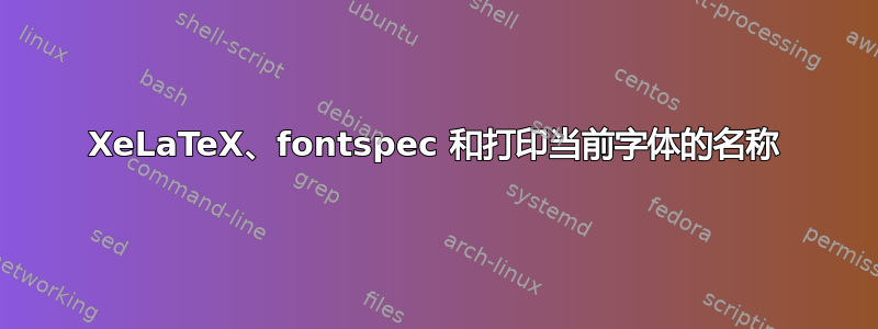 XeLaTeX、fontspec 和打印当前字体的名称