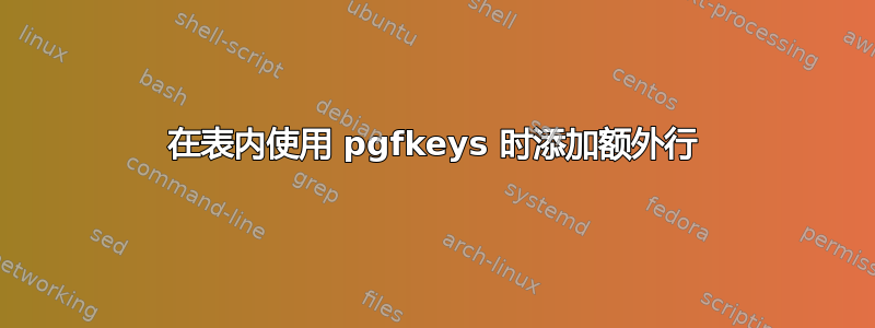 在表内使用 pgfkeys 时添加额外行