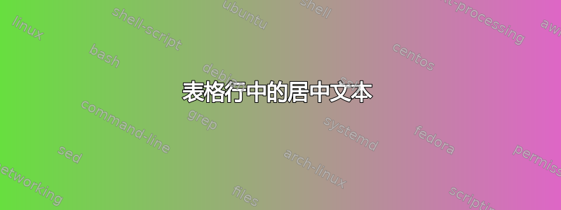 表格行中的居中文本