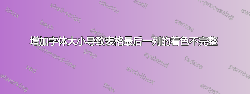 增加字体大小导致表格最后一列的着色不完整