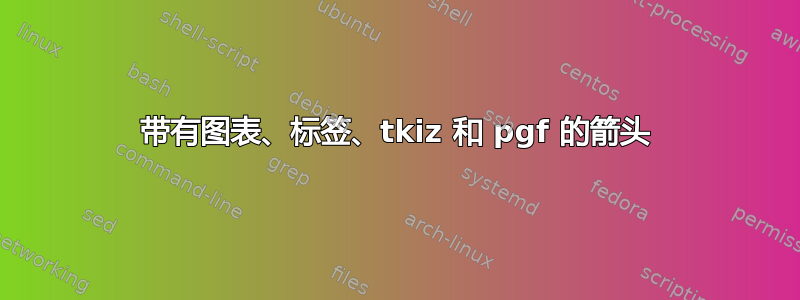 带有图表、标签、tkiz 和 pgf 的箭头