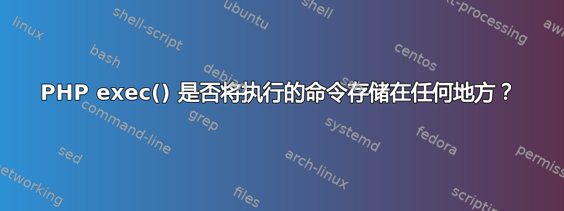 PHP exec() 是否将执行的命令存储在任何地方？