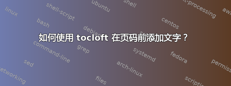 如何使用 tocloft 在页码前添加文字？