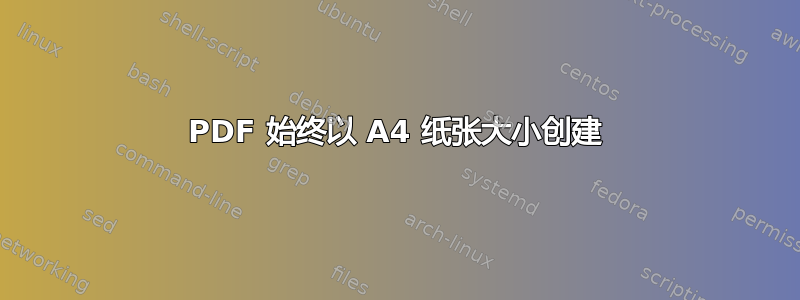 PDF 始终以 A4 纸张大小创建