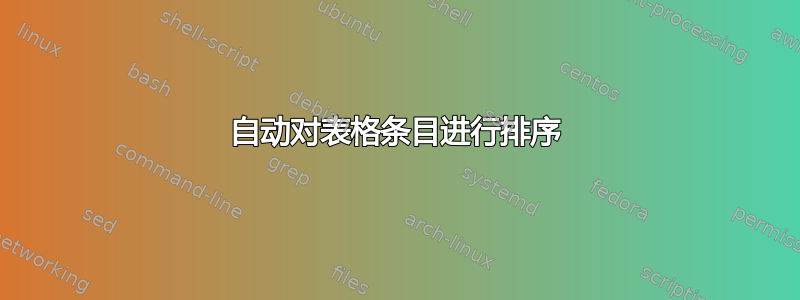 自动对表格条目进行排序