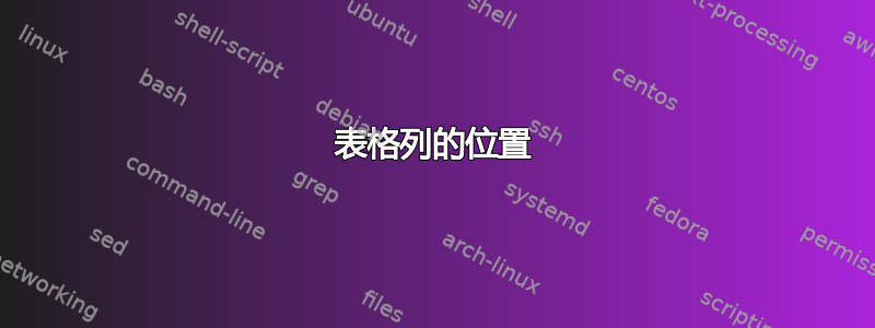 表格列的位置